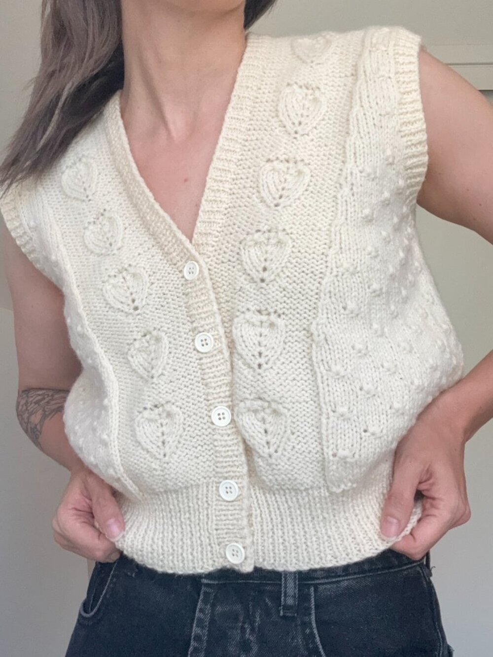 Carroll Reed 100% Wool Heart Knit Sweater Vest